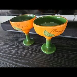 Orange and Green Margarita Glasses